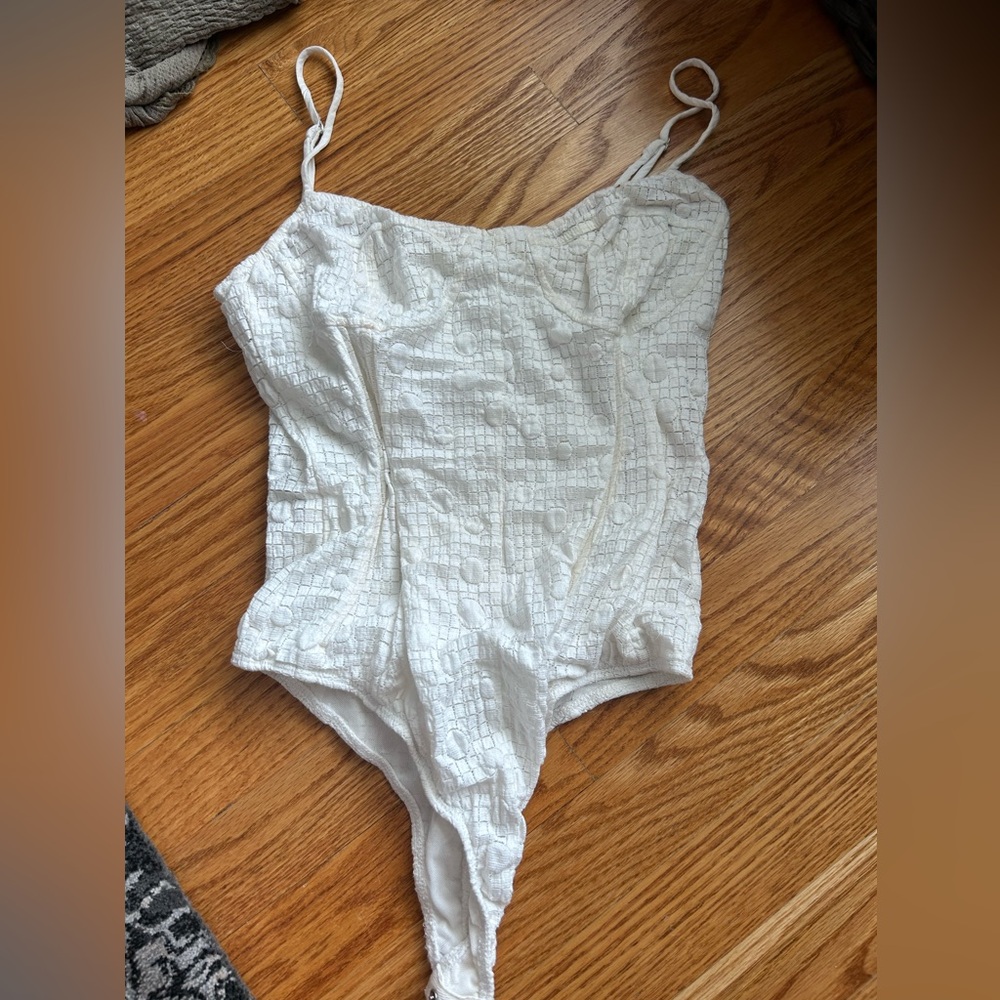 White patterned corset bodysuit
